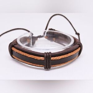Men's leather bracelet‎ layered brown new e12